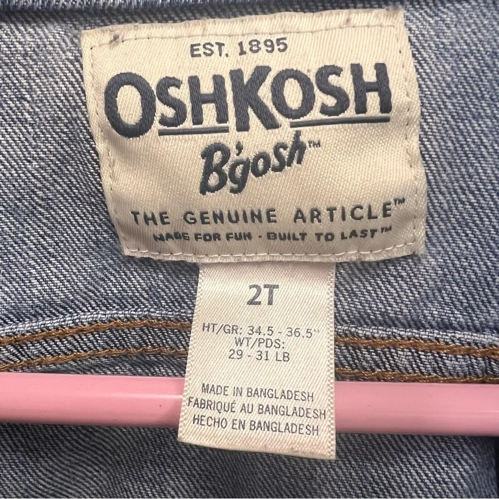 Oshkosh 100% cotton girls denim jacket in blue size 2T